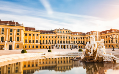 Vienna, Australia Palace with water and sculpture - Europe, Euros